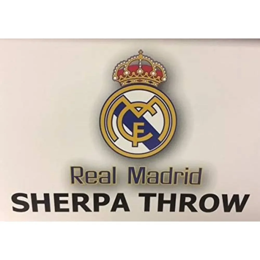 Real Madrid Silk Touch Sherpa Lined Throw Blanket Official Lic Team Logo 50 x 60